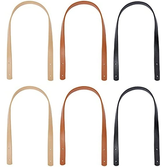 6Pcs Leather Bag Handles Leather Purses Straps with Rivets Handmade Handbag Handle Tote 23.6 Inch