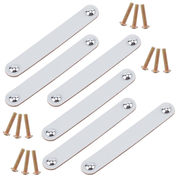6Pcs Leather Drawer Pull Leather Furniture Handle Dresser Knob Pulls Cabinet Door Handles Strap Replacement Briefcase Suitcase Wardrobe
