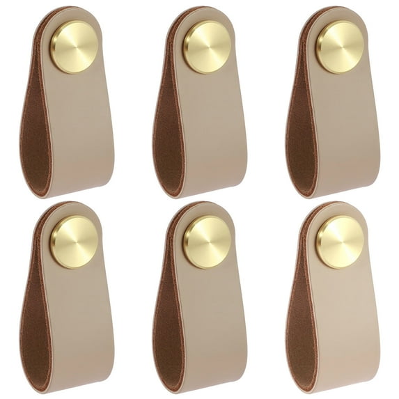 6Pcs Leather Drawer Pulls Durable Thickened Leather Cabinet Knobs Leather Dresser Knobs for Kitchen Cabinet Drawers Bathroom Dressers