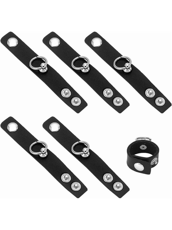 6Pcs Leather Finger Rings for Women Men Black Punk Ring National Style Metal Rock Rings for Lovers Simple Pendants Ring for Birthday Christmas Jewelry Gifts