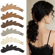 6Pcs Leaves Banana Hair Clips for Women Thin Hair, Strong Holder 4.3" Large Ponytail Holder Matte Banana Clips for Fine Hair, No Slip Girl Ladies Beauty Clamp Clasp Cli