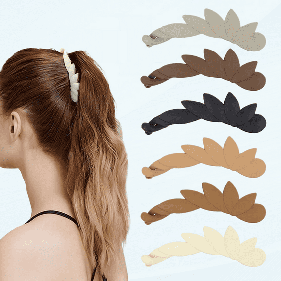 6Pcs Leaves Banana Hair Clips for Women Thin Hair, Strong Holder 4.3" Large Ponytail Holder Matte Banana Clips for Fine Hair, No Slip Girl Ladies Beauty Clamp Clasp Clip
