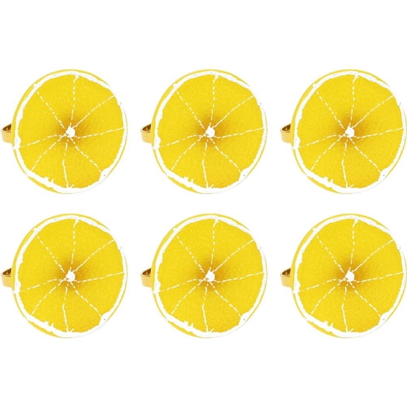 6Pcs Lemon Napkin Rings Fruit Napkin Holders Elegant Serviette Buckles for Summer Birthday Wedding Dinner Party Decoration