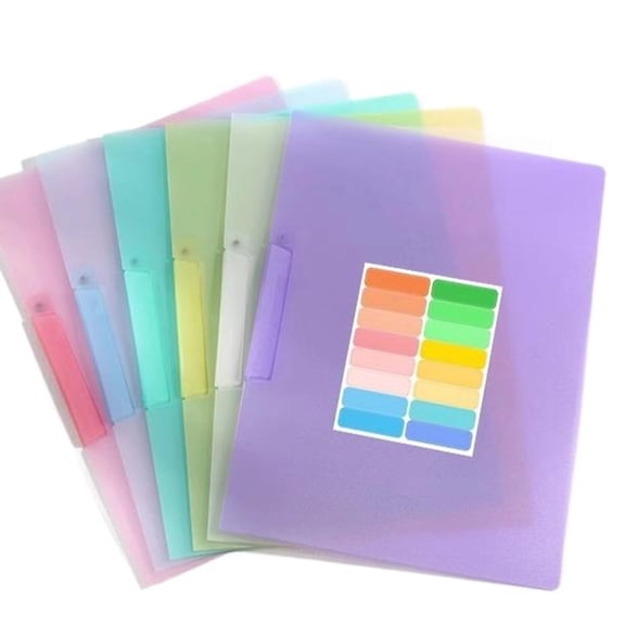 6Pcs Letter Size Folder Document Sleeves with Side Open Rotating Clamp Water Resistant File Organiser 9x12Inch