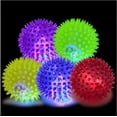 thumbnail image 1 of 6Pcs Light Up Spike Balls Fetching Dogs Play Toys Flashing Lights Squeaker Small High Elastic Rubber Fetch Toy 2 Inch Interactive Glowing Dog Balls Set of 6 Random Colors for Small Breeds, 1 of 4