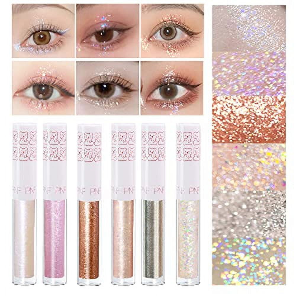 6Pcs Liquid Glitter Eyeshadow Eyeliner, Korean Makeup, Bling Under Eye