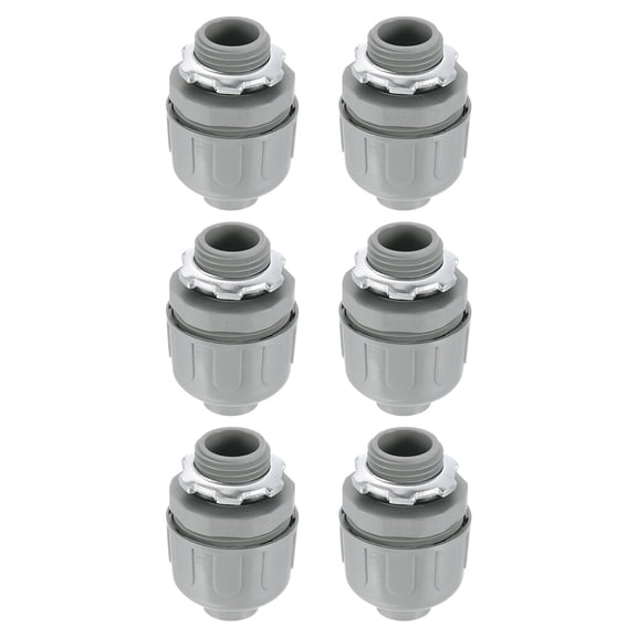 6Pcs Liquid Tight Connectors, 1/2" NPT Plastic 180 Degree Conduit Fitting, Gray