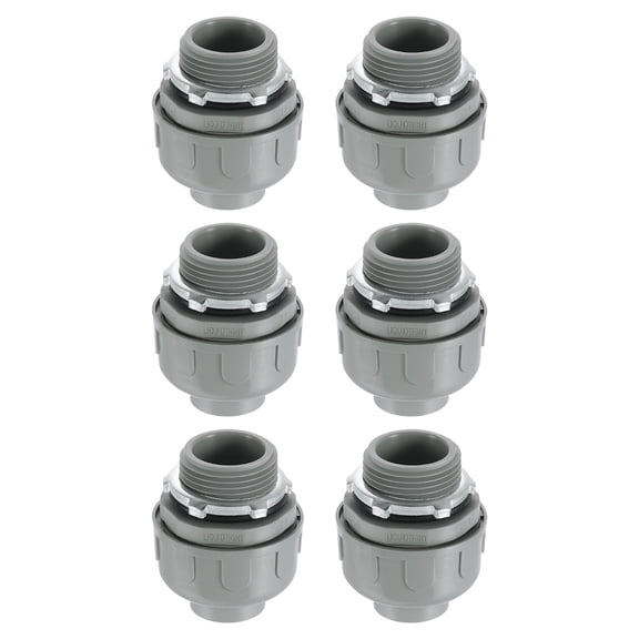 6Pcs Liquid Tight Connectors, 1" NPT Plastic 180 Degree Conduit Fitting, Gray