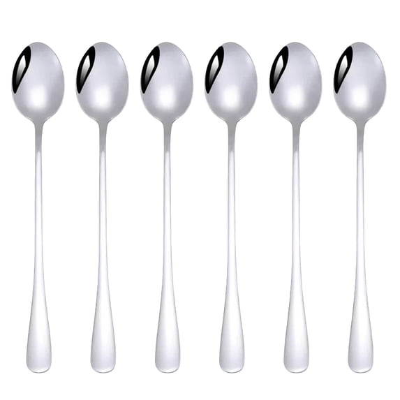 6Pcs Long Handle Stainless Steel Ice Tea Spoons for Mixing Stirring Tea Coffee Cold Drinks
