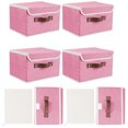 thumbnail image 1 of 6Pcs/Lot Collapsible Storage Box With Lid Linen Fabric Bins Organizer Baskets, 1 of 12