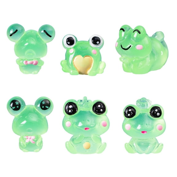 6Pcs Lovely Animal Toy Luminous Frogs Mini Figurine Micro Landscape Decor