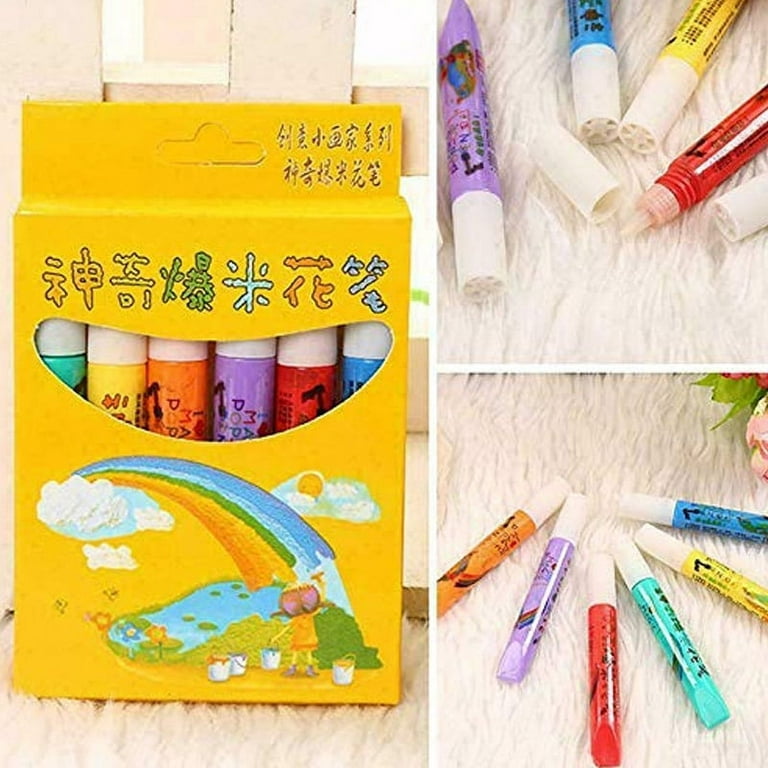 6pcs Magic Popcorn Pens 6 Colors 3D Safe Decorating Art Drawing for Greeting Birthday Cards Kids, Size: 10