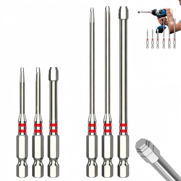 6Pcs Magnetic Pagoda Hex Screwdriver Bit Set, 1/4 Inch Hex Shank Pagoda-Shaped Drill Bits, Multiple Sizes 65mm & 100mm Wear Resistant Screwdriver Bits for Electric Drills, Impact Drivers and Wrenches