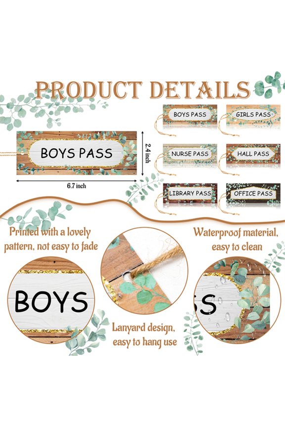 6Pcs Magnetic Pass Cards Waterproof Wall Hanging Directional Signs