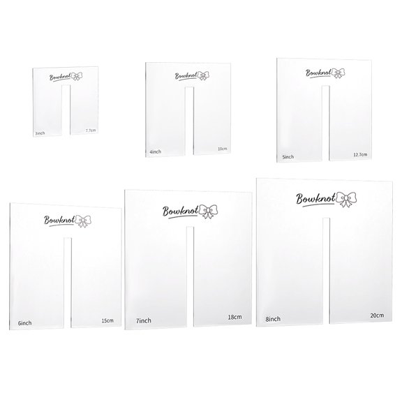 6Pcs Maker Templates 3"/ 4"/ 5"/ 6"/ 7"/ 7.9" Acrylic Tie Boards Craft Sewing Tool for Ribbon Making Hair Bows Gift Bows Crafts Making Slot: 0.39inch