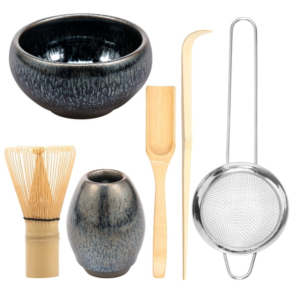 6Pcs Matcha Whisk Set for Beginners Elegant Bamboo Matcha Tea Making Kit with Whisk Holder Scoop Bowl Sifter for Tea Lovers