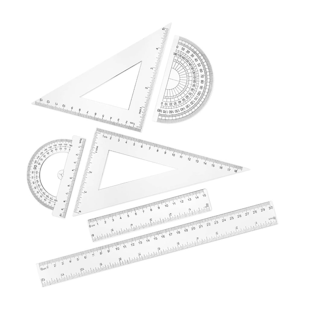 6Pcs Math Geometry Set Drawing Ruler Straight Rulers Set Square ...