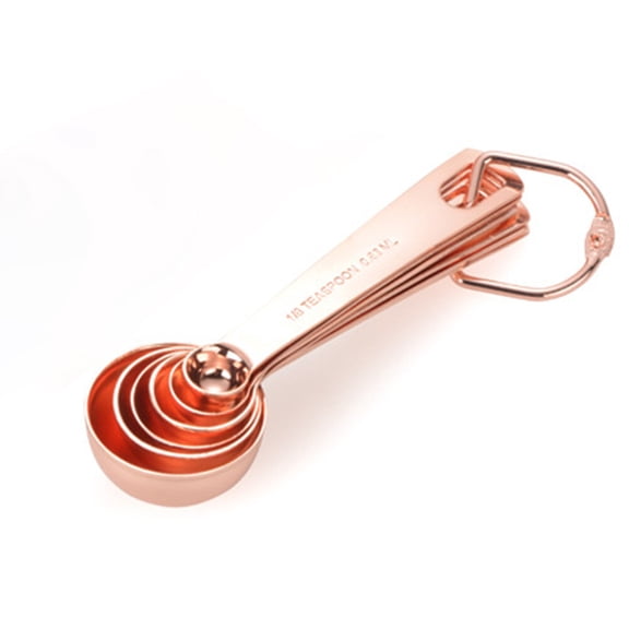 6Pcs Measure Tablespoon Set with Copper Plated Stainless Steel and Round Head for Easy Ingredient Use