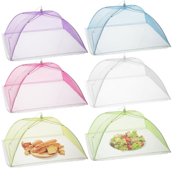 6Pcs Mesh Food Cover 17 Inch Collapsible Food Net Cover Tent Umbrella Screen Tents for Outdoors Picnic