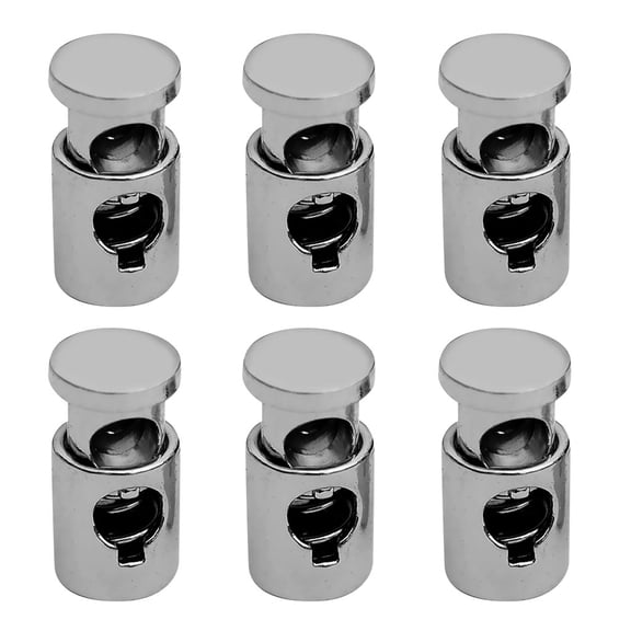 6Pcs Metal Barrel Shape String Cord Locks Toggle Spring Stop Ends For Crafts