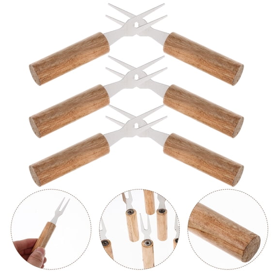 PENIKOKO 6Pcs Reusable Bbq Corn Holders with Wooden Handles for Outdoor Grilling