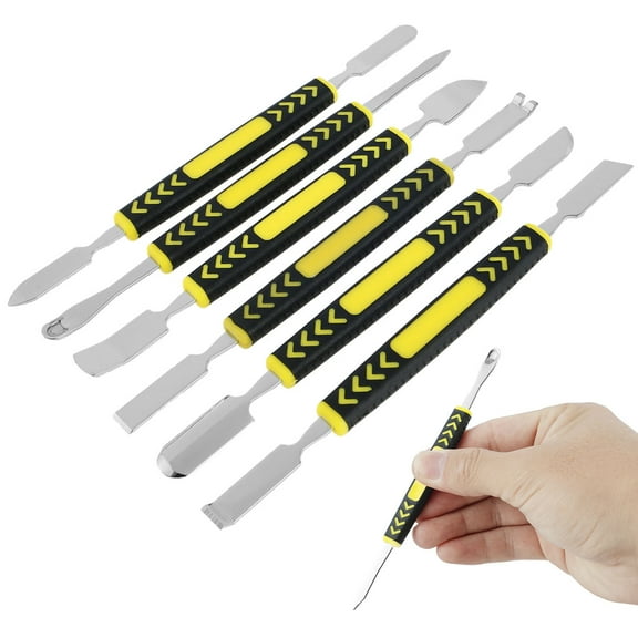 6Pcs Metal Crowbar Set Double-Ended Carbon Steel Pry Bar Kit Non-slip Mobile Phone Disassemble Tool Oing Tools for Cellphone Appliance Electronic