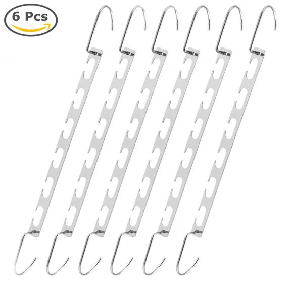 6Pcs Metal Hanger Space Saving Hanger Magic Rack Loop Slots Closet Organizer