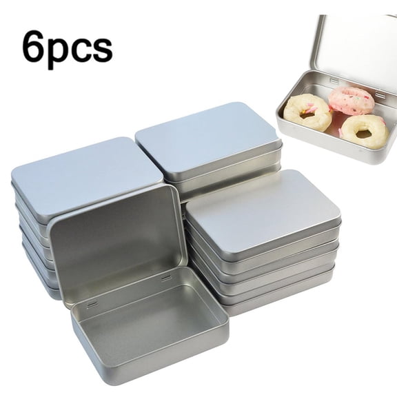6Pcs Metal Hinged Tin Box Container Mini Portable Small Storage Container Kit with Lid for Home Storage Candy Craft Organizer