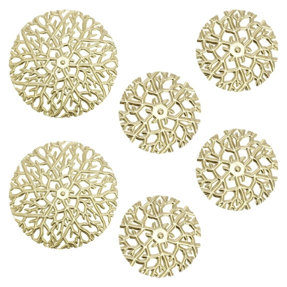 6Pcs Metal Plate Wall Decor Gold Tone Hollow Round Branch Decor Rust Resistant Hanging Sculptures With Back Hanging Ring for Home Office Bathroom