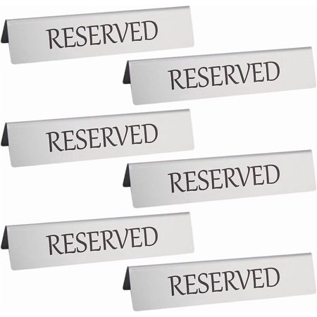 6Pcs Metal Reserved Table Signs Reservation Table Tent Signs Double Sided Reserved Seating Signs Silvery Reservation Seat Signs