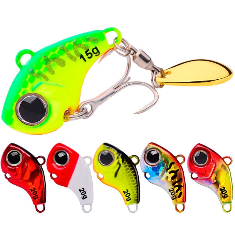6Pcs Metal Rotating VIB Spoon Fishing Lure Lot Crankbait Vibration Spinner Bait