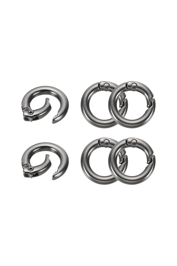 6Pcs Metal Spring O Rings, 20mm(0.8") Round Key Ring Clip Zinc Alloy Trigger Snap Hook Keychain Buckle for DIY Keychain Handbag Purses Dog Leashes, (Matte Gray)