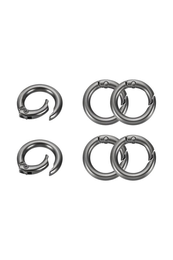 6Pcs Metal Spring O Rings, 24mm(0.9") Round Key Ring Clip Zinc Alloy Trigger Snap Hook Keychain Buckle for DIY Keychain Handbag Purses Dog Leashes, (Matte Gray)