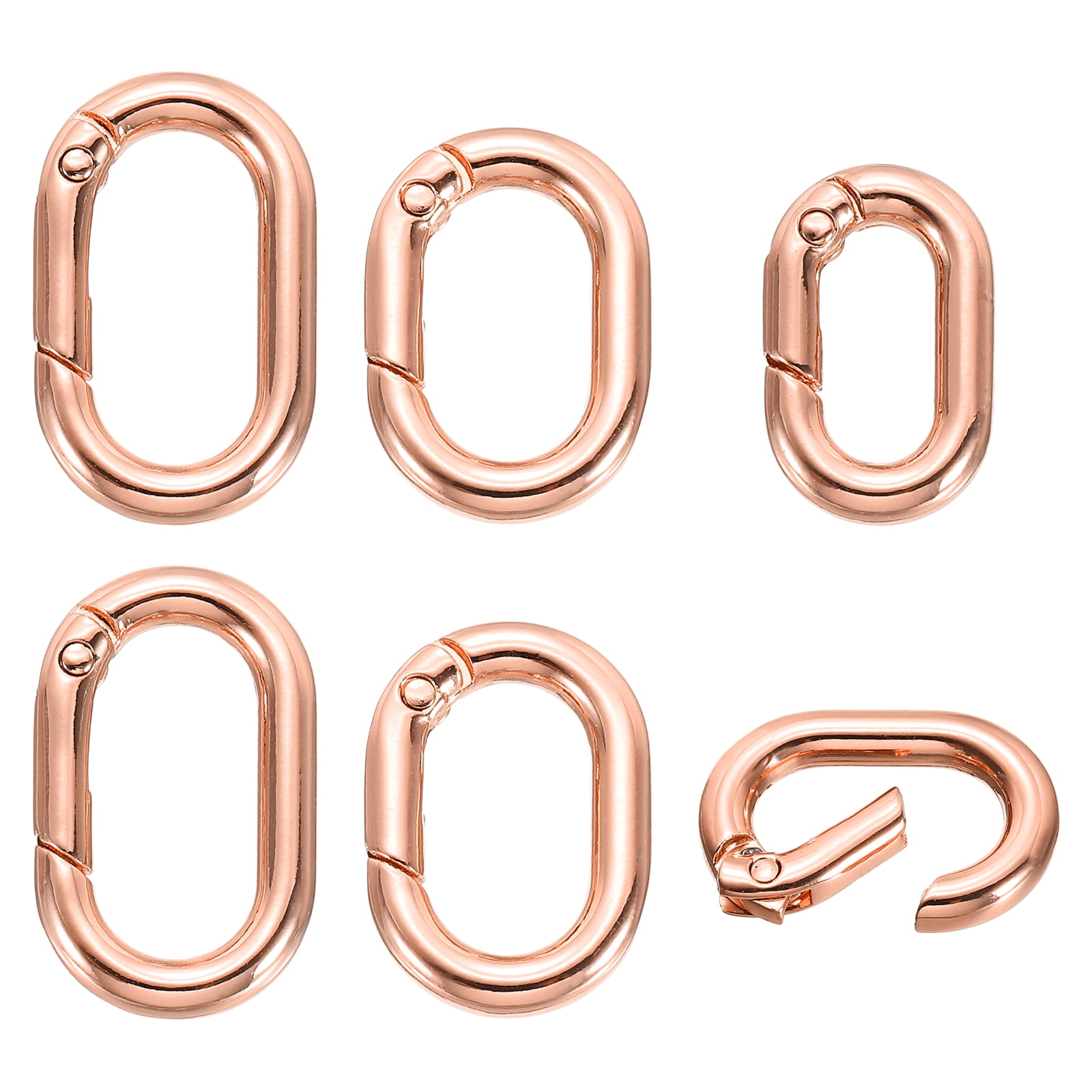 6Pcs Metal Spring O Rings, 3 Size Oval Key Ring Clip Zinc Alloy Trigger ...
