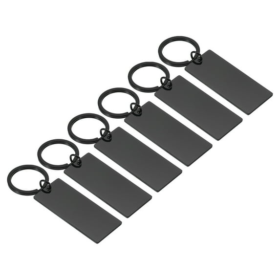 6Pcs Metal Stamping Blanks, Metal Keychain Blanks Rectangle Stamping Tags for Laser Engraving, Black