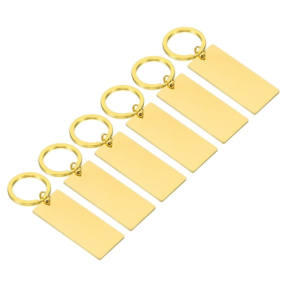 6Pcs Metal Stamping Blanks, Metal Keychain Blanks Rectangle Stamping Tags for Laser Engraving, Gold Tone