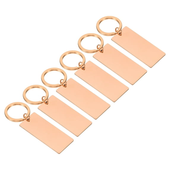 6Pcs Metal Stamping Blanks, Metal Keychain Blanks Rectangle Stamping Tags for Laser Engraving, Rose Gold