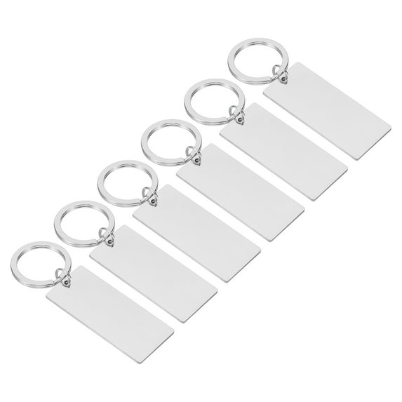 6Pcs Metal Stamping Blanks, Metal Keychain Blanks Rectangle Stamping Tags for Laser Engraving, Silver Tone