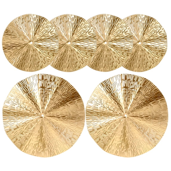 YEAHIBABY 6Pcs Luxurious Gold Metal Circle Wall Art Accent Decor for Living Room Walls
