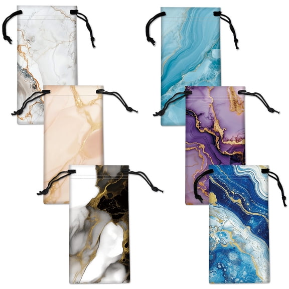6Pcs Microfiber Eyeglass Cases Sun Glasses Protector Rectangle Marble 180x90mm diy