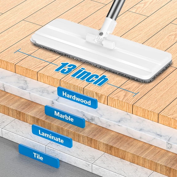 6Pcs Microfiber Mop Pads, Mop Head Replacement for Flat Mop, Mop Pads Washable Microfiber, Flat Mop Spray Mop Replacement Pads for Universal 13” Inch Flat Mop, Reusable Mop Pads, Cleaning Accessories