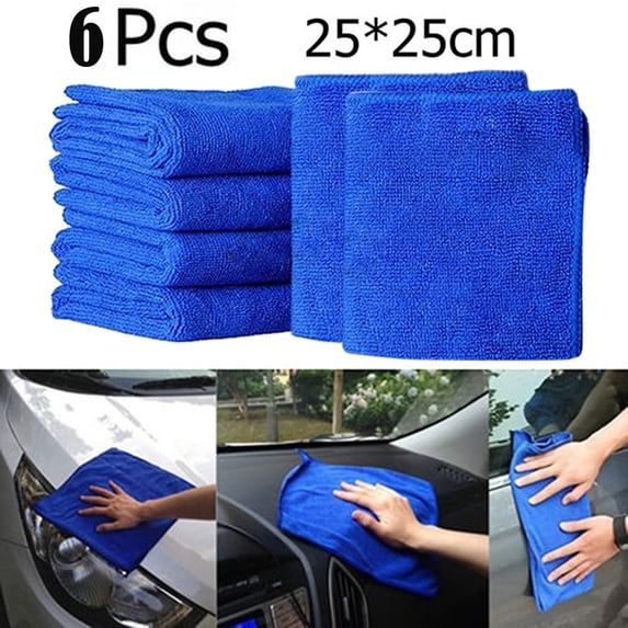 6Pcs Microfiber Towels - 9.84"x9.84" Car Wash Cleaning Cloths, Absorbent Duster for Detailing Drying and Polishing Cars Windows Home