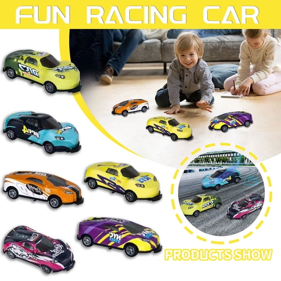 6Pcs Mini Alloy Pull-back Car with Collision Ejection, Rolling Stunt Racing Vehicle, High Speed Jumping Action Metal Model, Impact Feature Play Set, Multicolor
