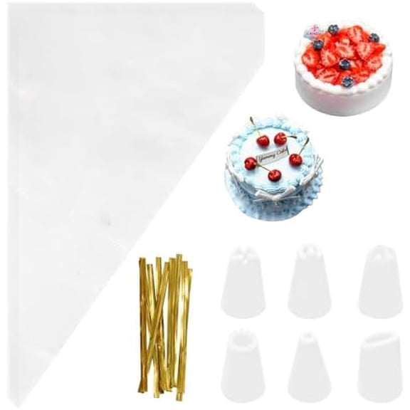 6Pcs Mini Cake Decorating Tips with 8 Piping Bags Dollhouse Cake Decor Modeling Tool Mini Pastry Tips for Mini Polymer Clay Dollhouse Cake Crafts for DIY Mini Dollhouse Cake Decoration Display Decor