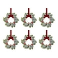 thumbnail image 1 of 6Pcs Mini Christmas Wreath 11Inch Xmas Kitchen Cabinet Decorations with Norfolk Pine Red Ribbon Pine Cones Small Decor Farmhouse Artificial Hanging Garlands for Front Door Window Chair Wall, 1 of 8