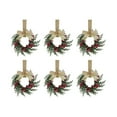 thumbnail image 1 of 6Pcs Mini Christmas Wreaths for Cabinets, Small Wreaths for Kitchen Cabinet with Buffalo Plaid Bow Ribbon Cedar Artificial Red Berries for Xmas Window Door Window Fireplace Table Farmhouse Decor, 1 of 8