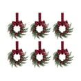 thumbnail image 1 of 6Pcs Mini Christmas Wreaths for Cabinets, Small Wreaths for Kitchen Cabinet with Buffalo Plaid Bow Ribbon Cedar Artificial Red Berries for Xmas Window Door Window Fireplace Table Farmhouse Decor, 1 of 8