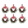 thumbnail image 1 of 6Pcs Mini Christmas Wreaths for Cabinets, Small Wreaths for Kitchen Cabinet with Buffalo Plaid Bow Ribbon Cedar Artificial Red Berries for Xmas Window Door Window Fireplace Table Farmhouse Decor, 1 of 8