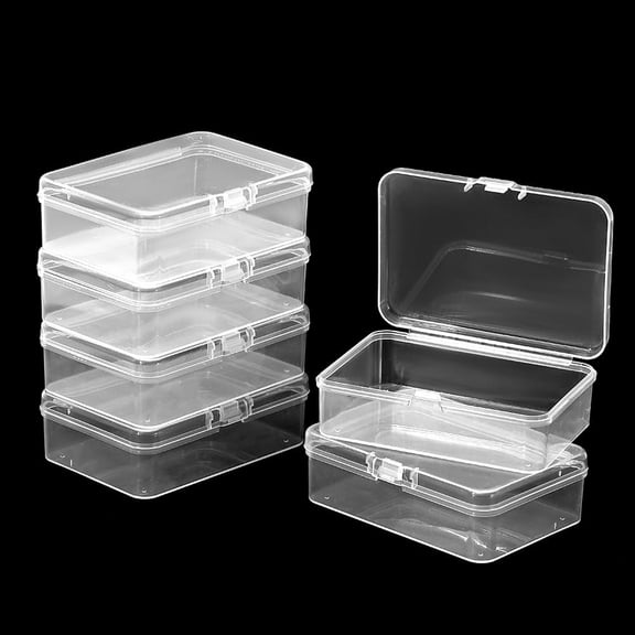 6Pcs Mini Containers with Lids Small Bead Organizer Box 2.44x3.39 Inch Clear Plastic Transparent Rectangle Storage Container for Crafts Accessories Collecting Beads Jewelry Supplies Hobbyists for DIY
