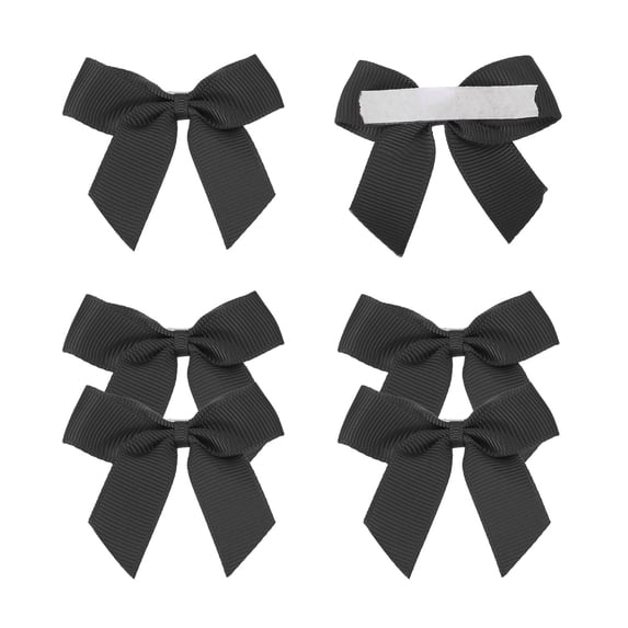 6Pcs Mini Grosgrain Ribbon Bow 2" Self Adhesive Flower Bows Black